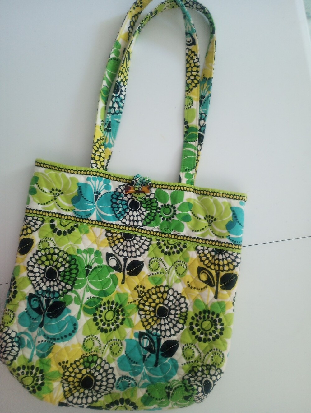 Vera Bradley Teal, Green & Yellow Quilted Floral Purse